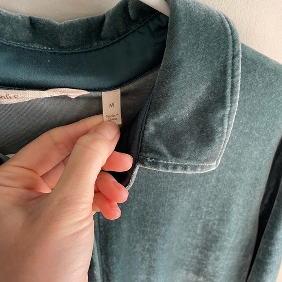 Soft Surroundings Velvet Boyfriend Tunic Shirt - Teal - Medium - Picture 11 of 13